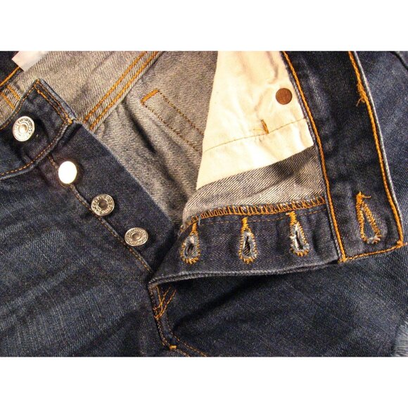 LEVIS 501 CUTOFF JEANS SHORTS Womans 34 MEASURED Blue Denim Daisy Duke Athletic - Picture 4 of 12